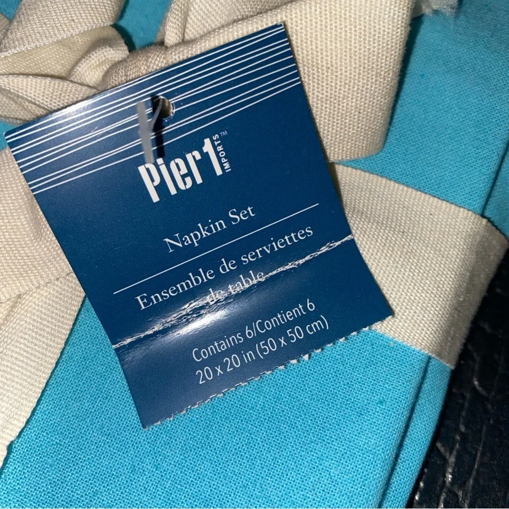 Pier 1‎ Imports Blue Cotton Napkin Set Of 4 NWT