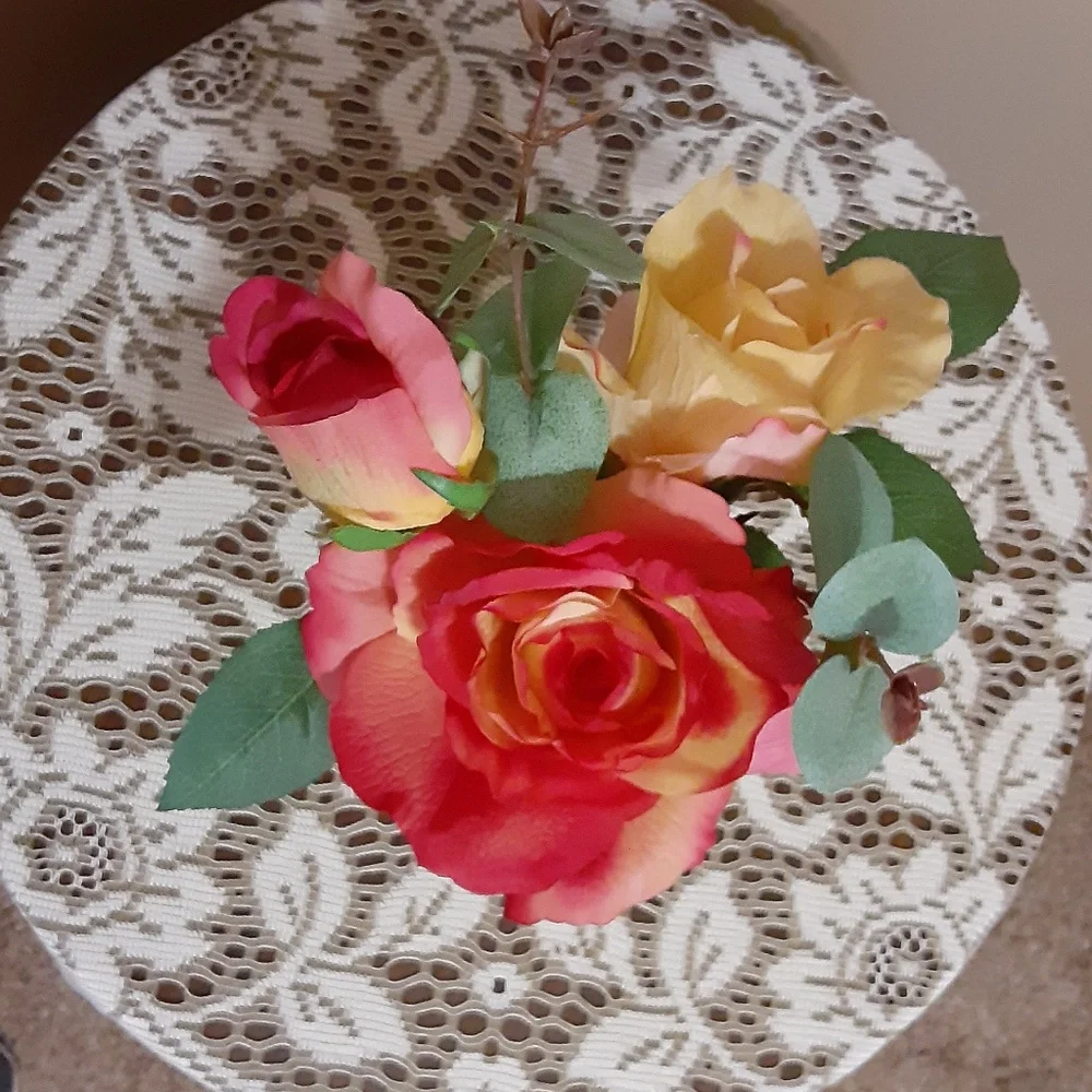 Silk Roses in a Vase