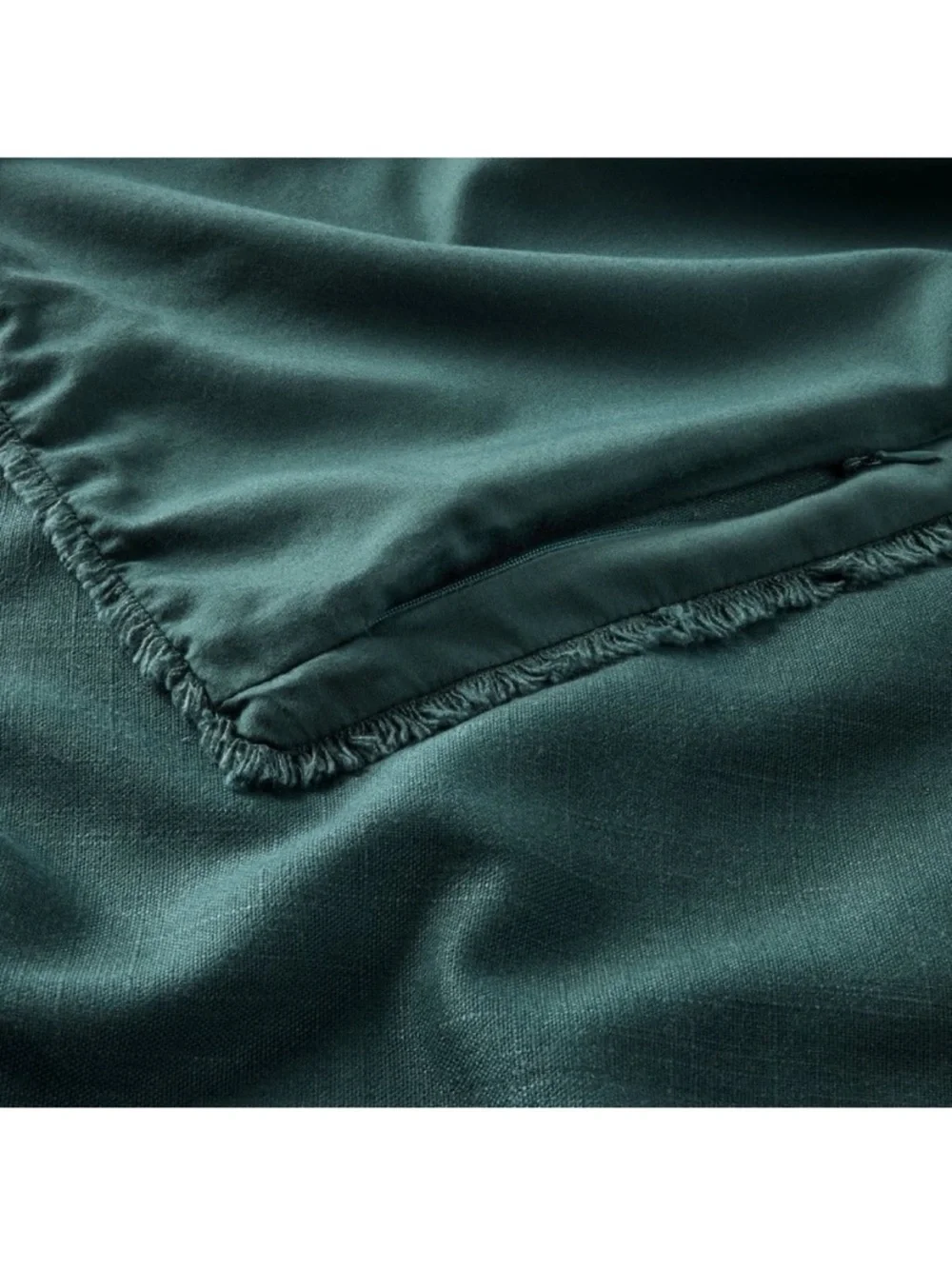 Casaluna King Dark Teal Blue Heavyweight Linen Blend Duvet Cover Set