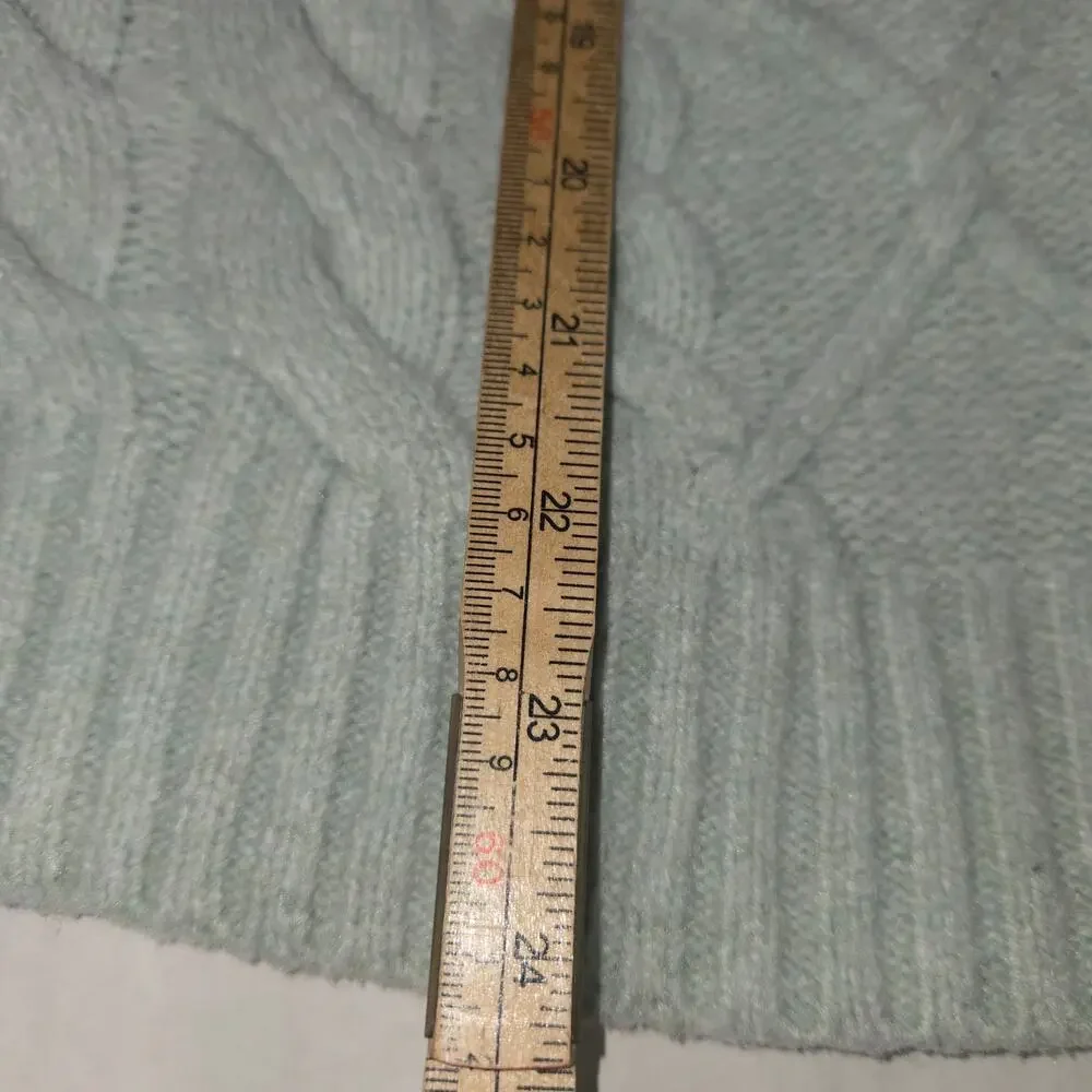 Rachel Zoe Womens Medium Fisherman‎ Sweater Mint Green Lightweight Cable knit