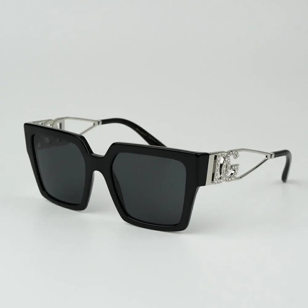 SALE! NEW D&G DG4446B 501/87  Black Silver Dark Gray Square Women Sunglasses