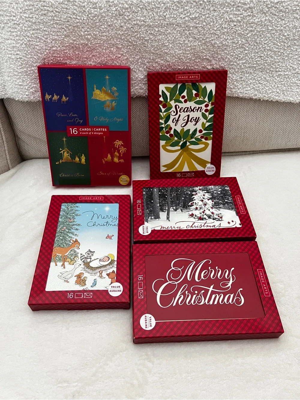 Lot of Five Christmas Holiday Cards 16 count in each box